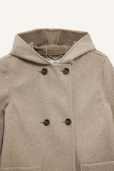 Girls Hooded Pocketed Cashmere Parka
