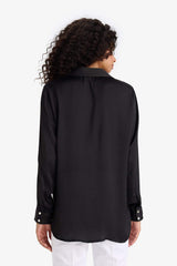 Standard fit shirt collar satin long sleeve shirt