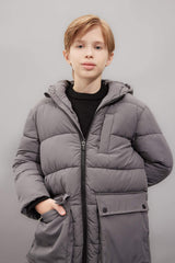 Boys Waterproof Hooded Zippered Pocket Fleece Lined Parka