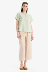 Regular Fit Round Neck Short Sleeve Blouse