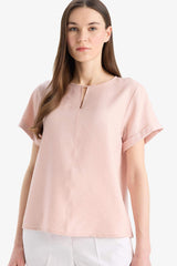 Regular Fit Round Neck Short Sleeve Blouse