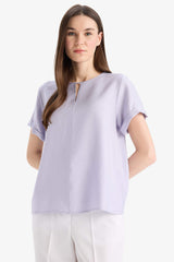 Regular Fit Round Neck Short Sleeve Blouse