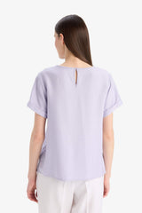 Regular Fit Round Neck Short Sleeve Blouse