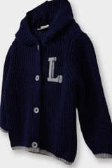 Baby Boy Embroidered Hooded Buttoned Knitwear Cardigan