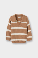 Baby Boy Polo Collar Striped Knitwear Sweater