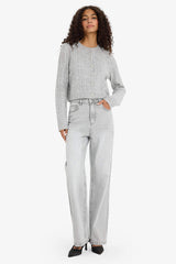 Regular Fit Crew Neck Rib Knit Pattern Cardigan