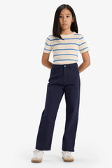 Girls Straight Fit Wide Leg Pocketed Cotton School Trousers