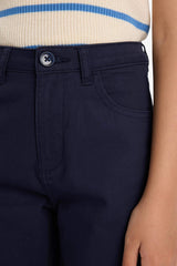 Girls Straight Fit Wide Leg Pocketed Cotton School Trousers