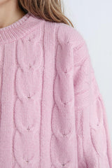 Girls Crop Crew Neck Hair Knitted Sweater