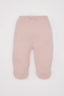 Baby Girl Basic Plain Knitted Trousers with Elastic Waistband and Booties