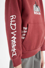 Boys Printed Hooded Kangaroo Pocket Sweatshirt