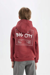 Boys Printed Hooded Kangaroo Pocket Sweatshirt