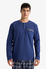 Pajama Set Regular Fit Long Sleeve Top Plaid Long Bottom