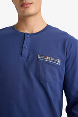 Pajama Set Regular Fit Long Sleeve Top Plaid Long Bottom