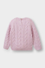 Baby Girl Crew Neck Hair Knitted Sweater