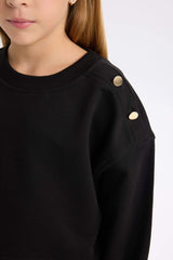 Girls Relax Fit Crew Neck Hem Detailed Sweatshirt