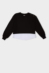 Girls Relax Fit Crew Neck Hem Detailed Sweatshirt