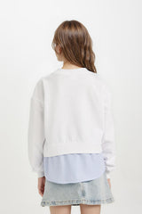 Girls Relax Fit Crew Neck Hem Detailed Sweatshirt