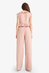 Wide Leg Double Pocket Normal Waist Standard Length Trousers