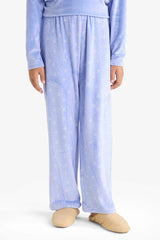 Girls Pajama Set Fleece Long Sleeve Top Striped Long Bottom