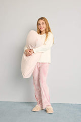 Girls Pajama Set Fleece Long Sleeve Top Striped Long Bottom