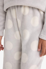 Girls Looney Tunes Pajama Set Embroidered Plush Long Sleeve Top and Long Bottoms