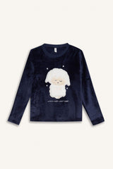 Girls Pajama Set Plush Printed Long Sleeve Top and Patterned Long Bottom