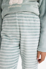 Girls' Pajama Set: Fleece Long-Sleeved Top and Long Bottoms
