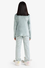 Girls' Pajama Set: Fleece Long-Sleeved Top and Long Bottoms
