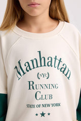 Girls Oversize Wide Pattern Crew Neck Printed Sweatshirt