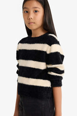 Girls' Crew Neck Striped Knit Sweater