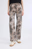 Straight Fit High Waist Snake Patterned Gabardine Trousers