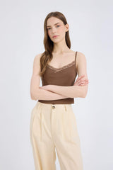 Fitted tank top with square neck and ribbed texture