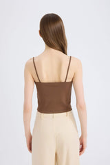 Fitted tank top with square neck and ribbed texture