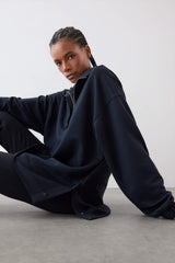 DeFactoFit Long Fit Stand Collar Zippered Modal Sweatshirt