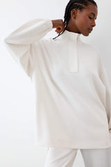 DeFactoFit Long Fit Stand Collar Zippered Modal Sweatshirt