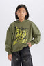 Girls Oversize Wide-Mould Hooded Printed Sweatshirt