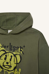 Girls Oversize Wide-Mould Hooded Printed Sweatshirt