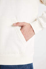 Boxy Fit Hooded Pocket Printed Sweatshirt