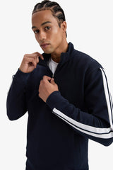 Standard Fit Stand Collar Sports Sweatshirt