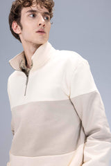 Comfort Regular Fit Casual Fit Stand Collar Zippered Striped Thick Sweatshirt