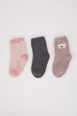 Baby Girl Non-Slip Sole 3-Pack Cotton Long Socks