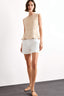 High Waist Belted Short Leg White Shorts