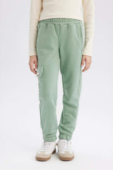 Girls Cargo Pocket Elastic Waist and Leg Jogger Sweatpants