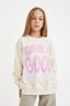 Girls Oversize Wide Pattern Crew Neck Printed Sweatshirt