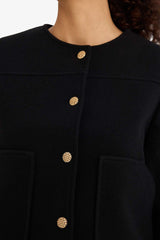 Crop Crew Neck Button-Down Blazer Jacket