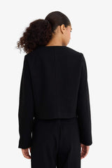 Crop Crew Neck Button-Down Blazer Jacket