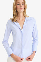 Fitted Striped Poplin Long Sleeve Shirt
