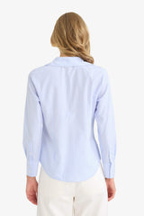 Fitted Striped Poplin Long Sleeve Shirt