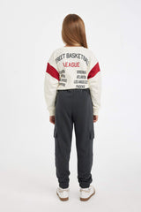 Girls Cargo Pocket Elastic Waist and Leg Jogger Sweatpants